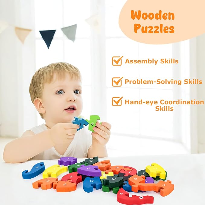 LovesTown Montessori Wooden Alphabet Puzzle - Image 3