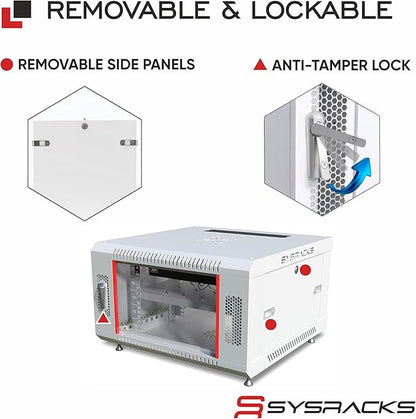 6U Wall Mount Server Rack Cabinet – 19" Network Rack Enclosure, PDU & Shelf - Image 5