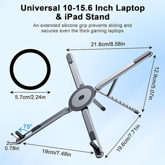 Foldable Laptop Stand for Desk, All-in-One Portable Holder for Laptop, Phone & - Image 2