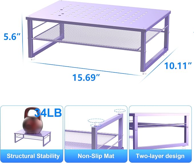 gianotter 2-Tier Metal Monitor Stand Riser, Office Desk Storage Organizer - Image 5
