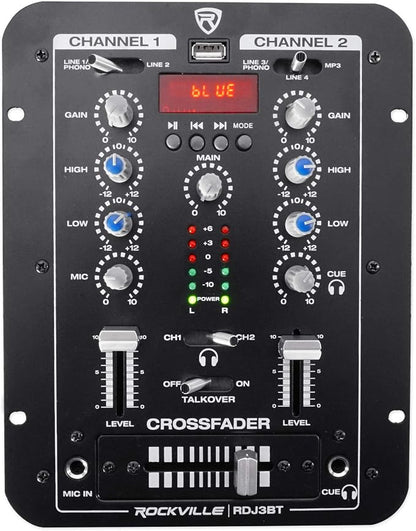 Rockville RDJ3BT 2 Channel DJ Mixer by Rockville
