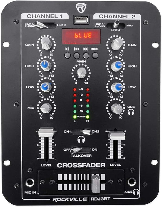 Rockville RDJ3BT 2 Channel DJ Mixer by Rockville