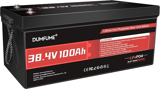 38.4V 100Ah LiFePO4 Lithium Golf Cart Battery, Built-in 200A BMS & 15000 Cycles by Dumfume