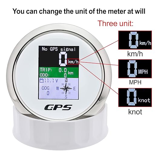 GPS Speedometer 3-3/8" 85mm Boat GPS Speedometer Odometer Waterproof White - Image 3