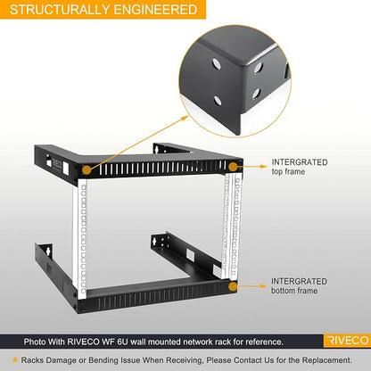 RIVECO 15U Cabinet 19" Wall Mount Shelf Network Rack – 17.7" Deep 2 Post Open - Image 2
