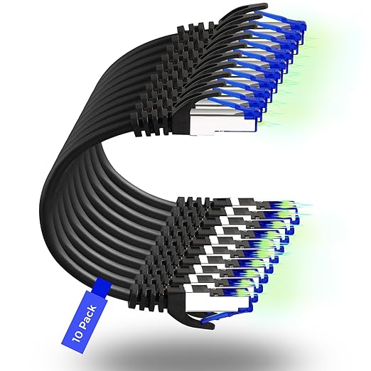 Rapink Patch Cables Cat8 1ft 10 Pack Slim, Cat8 Ethernet Patch Cable 40G Support by Rapink