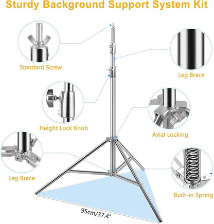 9.2 x 10 Ft Stainless Steel Backdrop Stand Heavy Duty, MSKIRA Adjustable - Image 5