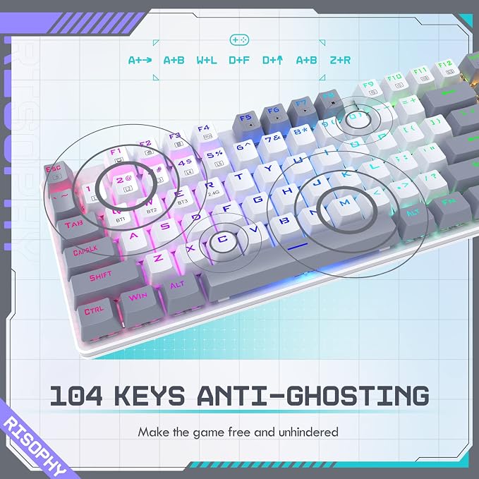 Wireless Mechanical Keyboard, Triple Mode 2.4G/USB-C/Bluetooth Gaming Keyboard - Image 3