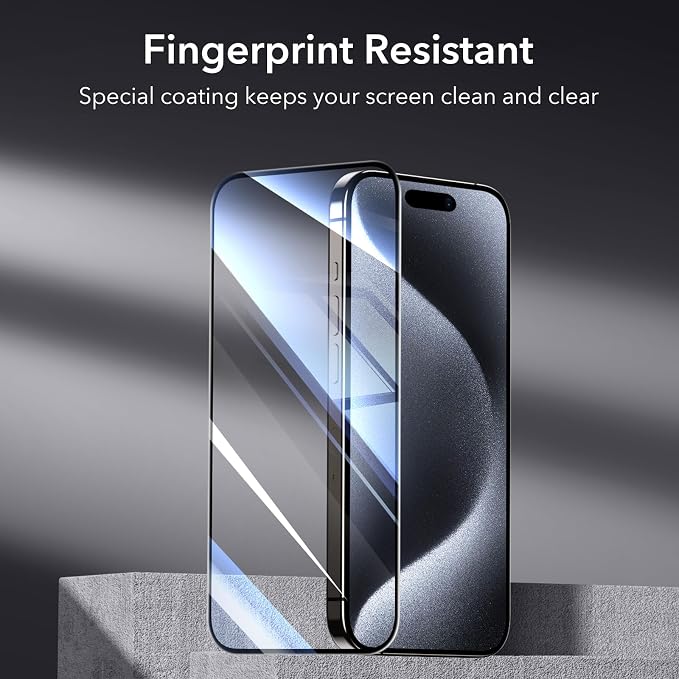 ESR 3+1 Pack for iPhone 15 Pro Screen Protector, 3 Black Edge Tempered-Glass - Image 8