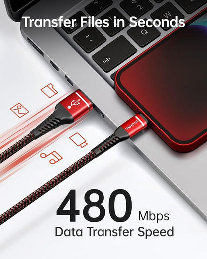 10 FT iPhone Charger 3 Pack 10 Foot USB Fast Lightning Cable Long Nylon Braided - Image 3