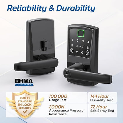 Keypad Smart Door Lock with Handle, Fingerprint Keyless Entry Digital Lock - Image 5