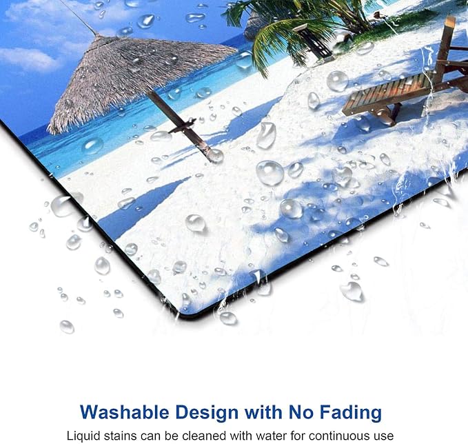 Tropical Beach Mouse Pad, Coconut Palm Trees Shadows on Hawaii Shore Summer - Image 5