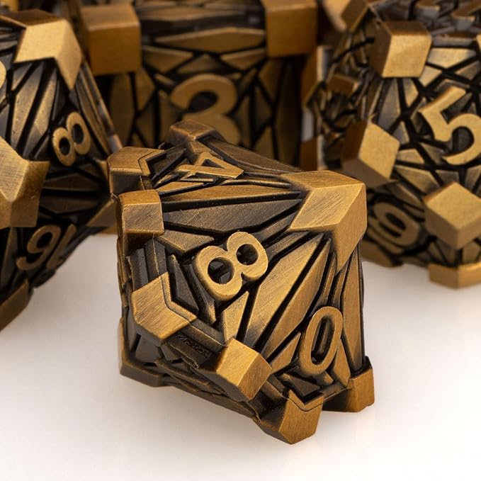 7PCS Metal DND Dice Set with Box, Debris RPG Red D and D Dice - Image 4