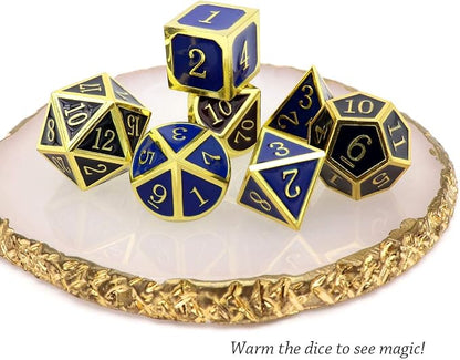 Haxtec Temperature Color Chaning Metal DND Dice Set Gold Blue Polyhedral D&D - Image 5