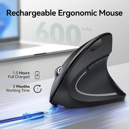 TECKNET Ergonomic Mouse, Rechargeable Vertical Ergo Mouse Wireless 800-4800 - Image 3