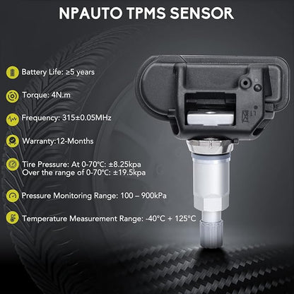 NPAUTO TPMS Sensor Fits for Smart Fortwo, Mercedes Benz C300 C350 C63/CL63 AMG - Image 4