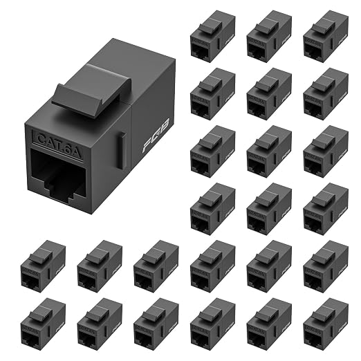 FGB 10 Gbps CAT6A RJ45 Keystone Coupler 25-Pack, CAT6A Keystone Jack, Ethernet by FGB