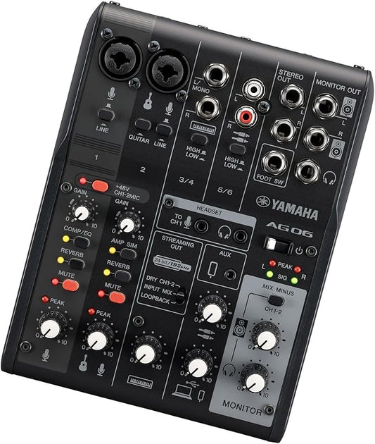 Yamaha AG06MK2 Black 6-Channel Live Streaming Loopback Mixer/USB Interface - Image 2