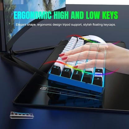 Snpurdiri 60% Wireless Gaming Keyboard and Mouse Combo, Ice Blue Backlit - Image 5