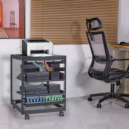 VEVOR 12U Open Frame Server Rack, 23-40 in Adjustable Depth, Free Standing or - Image 8