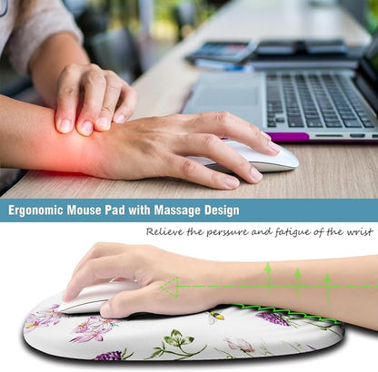 Floral Ergonomic Mouse Pad Wrist Support, Pretty Flowers Mouse Pad - Image 3