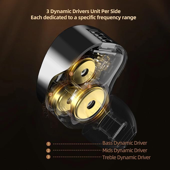 KZ Vader Pro in-Ear Monitors Gaming Earbuds, Triple Dynamic Driver IEM - Image 7