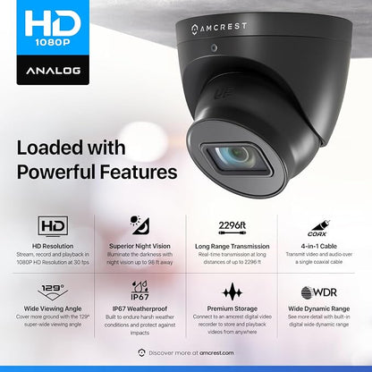 Amcrest Analog Outdoor Security Camera, Dome 2MP 1080P @ 30fps, Quadbrid - Image 3