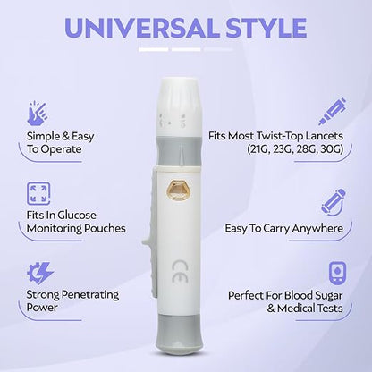 One Step Lancing Device Pen, 5 Depth Settings, Less Pain Design, Blood Sampling - Image 2