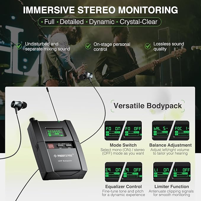 Phenyx Pro Wireless in Ear Monitor System, True Stereo UHF IEM, in Ear Monitors - Image 4