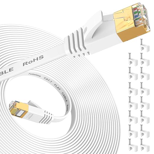 Folishine Ethernet Cable 25 ft, Supports Cat 8/ Cat 7 High Speed Flat Design by Folishine