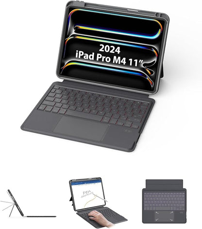 EIP Bluetooth Keyboard Case for iPad Pro 11 inch 2024, Patented Stylus Shortcuts by eiP