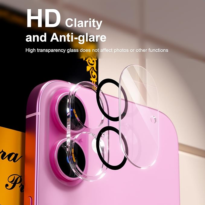 beuxece for 6 Pack iPhone 16 / iPhone 16 Plus Camera Lens Protector 9H Tempered - Image 7