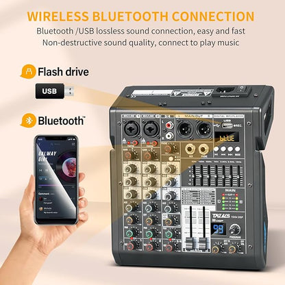 Audio Mixer, 4 Channel Sound Board Mixing Console - Image 5