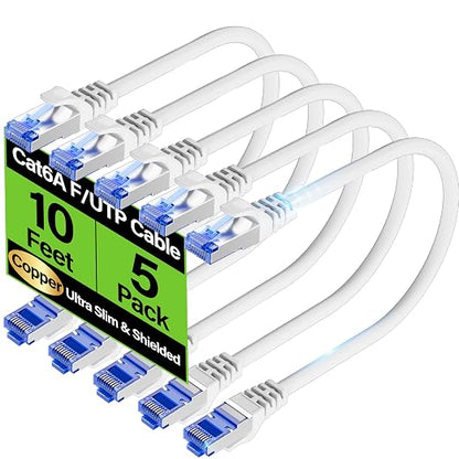 Cat6A Ethernet Cable Shielded 10Gbps 10 ft, Slim Shielded Ethernet Cable Cat 6 by Unknown