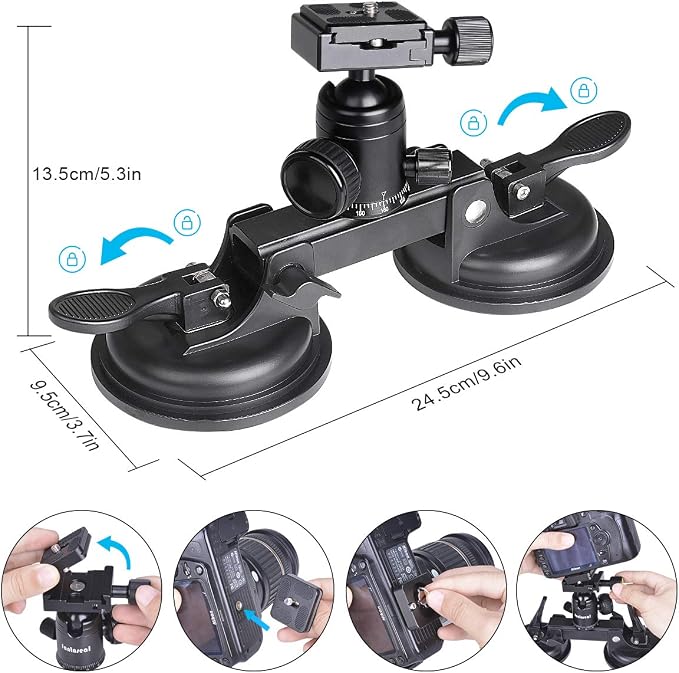Professional Heavy Duty DSLR Mirorrless Camera Suction Cup Car Mount Camcorder - Image 5