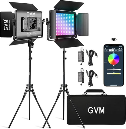 GVM RGB LED Video Light with Bluetooth Control, 60W Photography Studio Lighting by GVMGreatVideoMaker