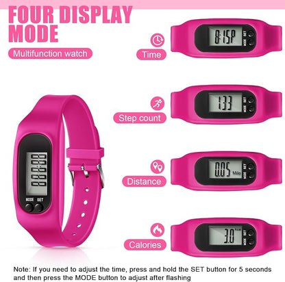 Silicone Fitness Tracker Watch 3 Pcs Walking Running Pedometer Calorie Burning - Image 4