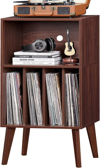 Lerliuo Record Player Stand, Walnut Turntable Stand Holds up to 160 Albums by Lerliuo
