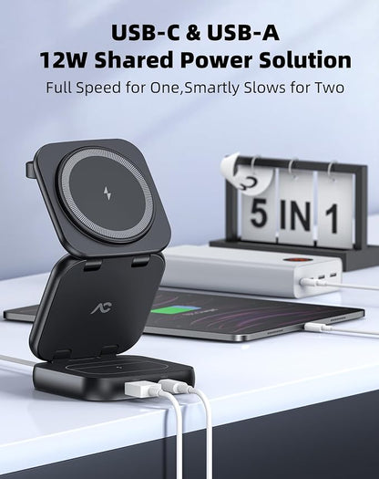 5-in-1 Wireless Charger for MagSafe, AC ISLAND Portable Travel Charging Station - Image 3