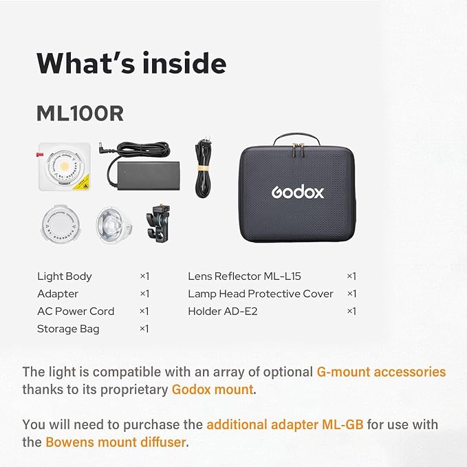Godox ML100R 110W RGB Portable LED Video Light, 1800K-10000K, Full HSI & CCT - Image 6