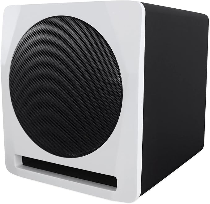 Rockville APM10W Active Studio Subwoofer in White, MDF Wood, RCA/XLR/Optical by Rockville