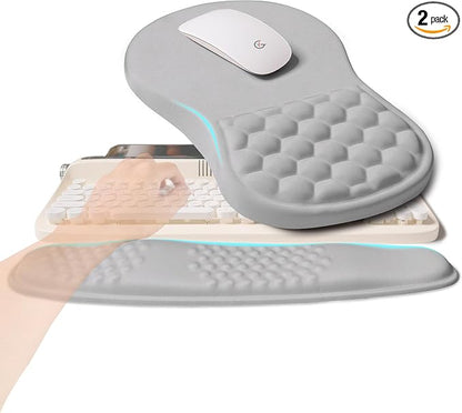 2-in-1 Ergonomic Set, Wave Rise Keyboard Wrist Rest and Massage Bulge Slope by KUOSGM