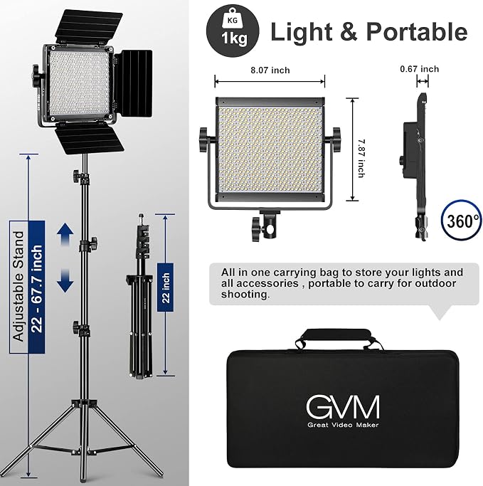 GVM RGB Video Lighting, Bi-Color Led Video Light Kit - Image 6