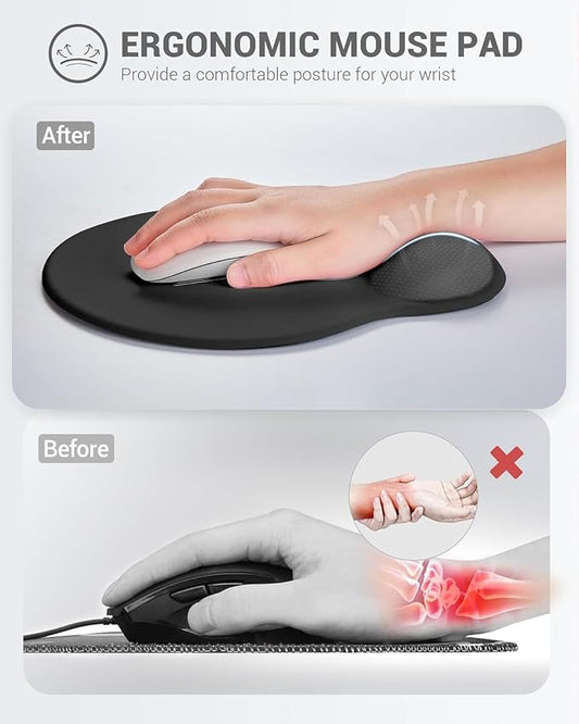 Ergonomic Mouse Pad Wrist Support Set, Memory Foam Keyboard Wrist Rest Set - Image 2
