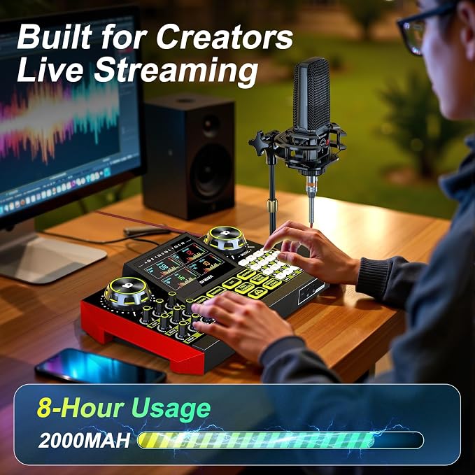 Podcast Microphone Bundle with Live Sound Card Audio Mixer, Podcast Equipment - Image 9