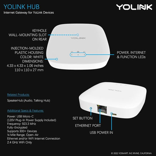 YoLink Hub, 1/4 Mile Super Long Range Smart Hub LoRa Enabled Smart Home - Image 2