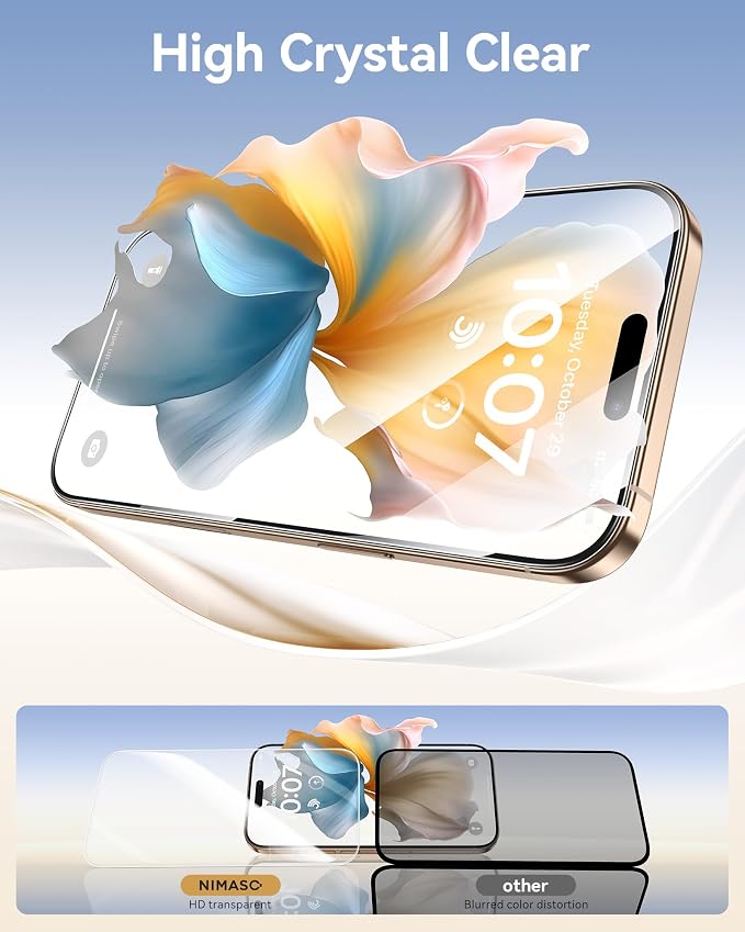 NIMASO for iPhone 16 Pro Screen Protector, 3 Pack Tempered Glass Screen - Image 3