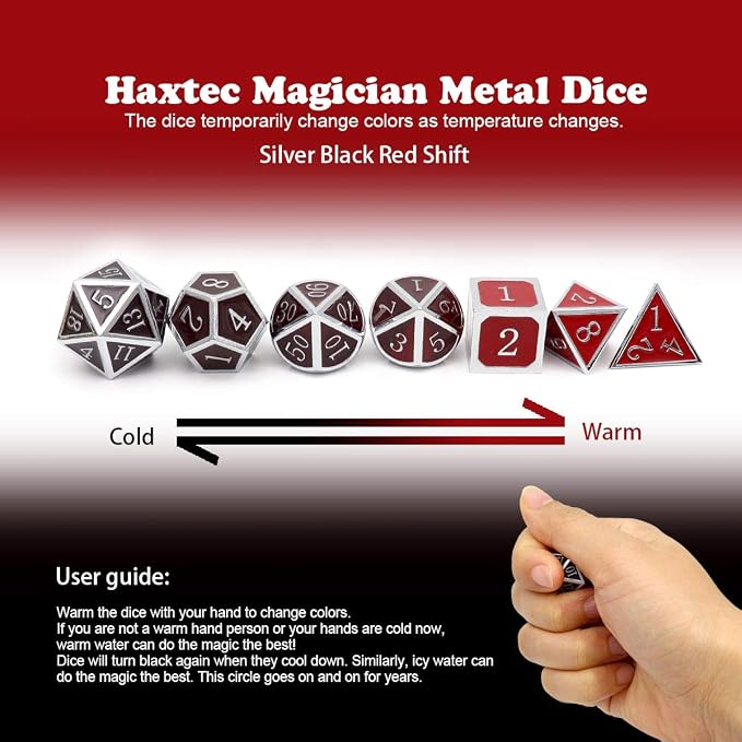Haxtec Temperature Metal DND Dice Set Color Changing Polyhedral D&D Dice Set - Image 2
