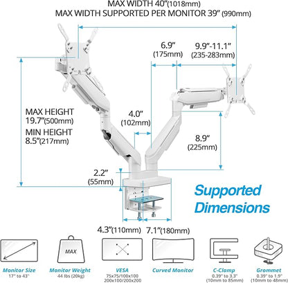 AVLT RGB Lights Dual 17”-43” Gaming Monitor Arm Desk Mount, Fits Two - Image 4