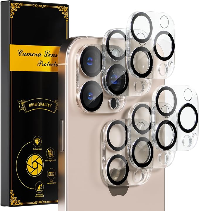 beuxece for 6 Pack iPhone 16 Pro/iPhone 16 Pro Max Camera Lens Protector 9H by Beuxece